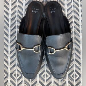 A New Day Black Slip-On Loafers with Silver Accent